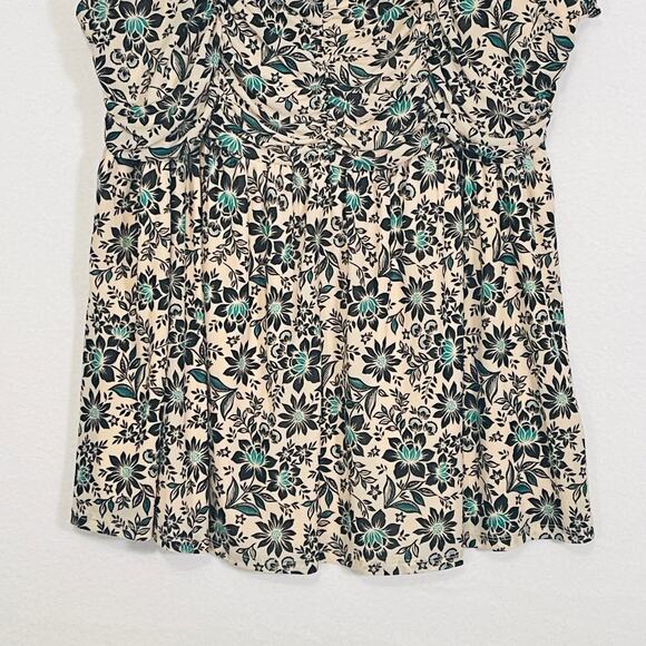 Torrid Tank Top Womens Plus 1X Cream Black Floral Sweetheart Babydoll Ruffle - Picture 7 of 8